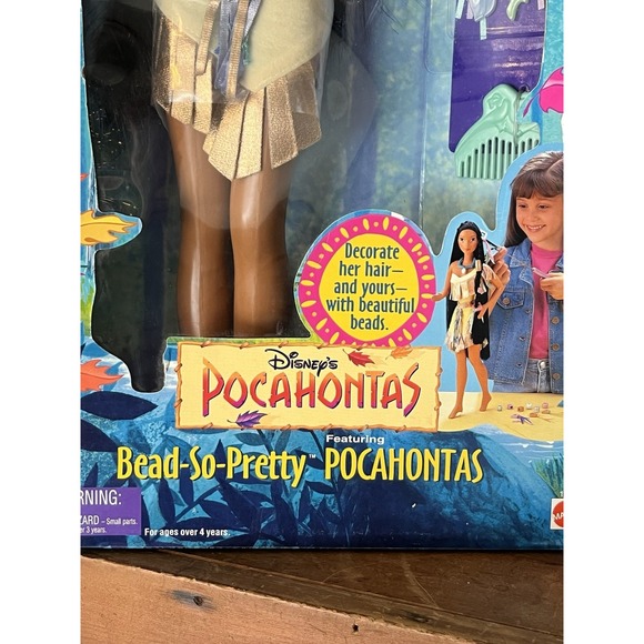 Mattel USA 18" inch Walt Disney POCAHONTAS BEAD-SO-PRETTY Doll New In Box 1995 - Picture 4 of 7